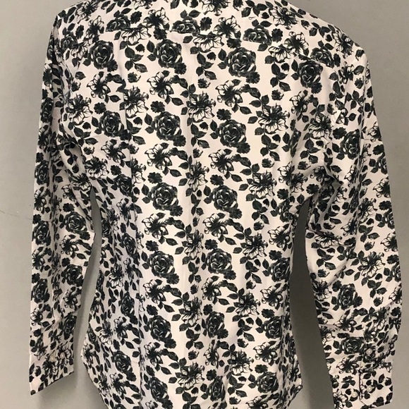 shirt button front white floral modern fit XL - Picture 3 of 3